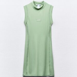 Zara Pantone Polyamide Mint Green Sleeveless Dress size small